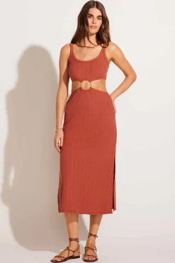 Vitamin A The Icon Cutout Dress Terracotta Organic Rib