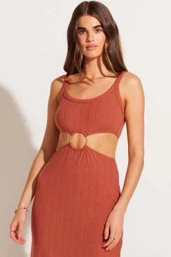 Vitamin A The Icon Cutout Dress Terracotta Organic Rib