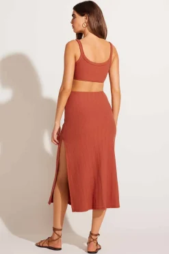 Vitamin A The Icon Cutout Dress Terracotta Organic Rib