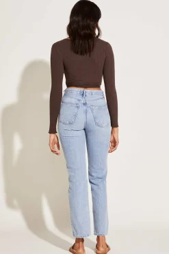 Vitamin A West Organic Rib Wrap Top Chocolate Brown Organic Rib